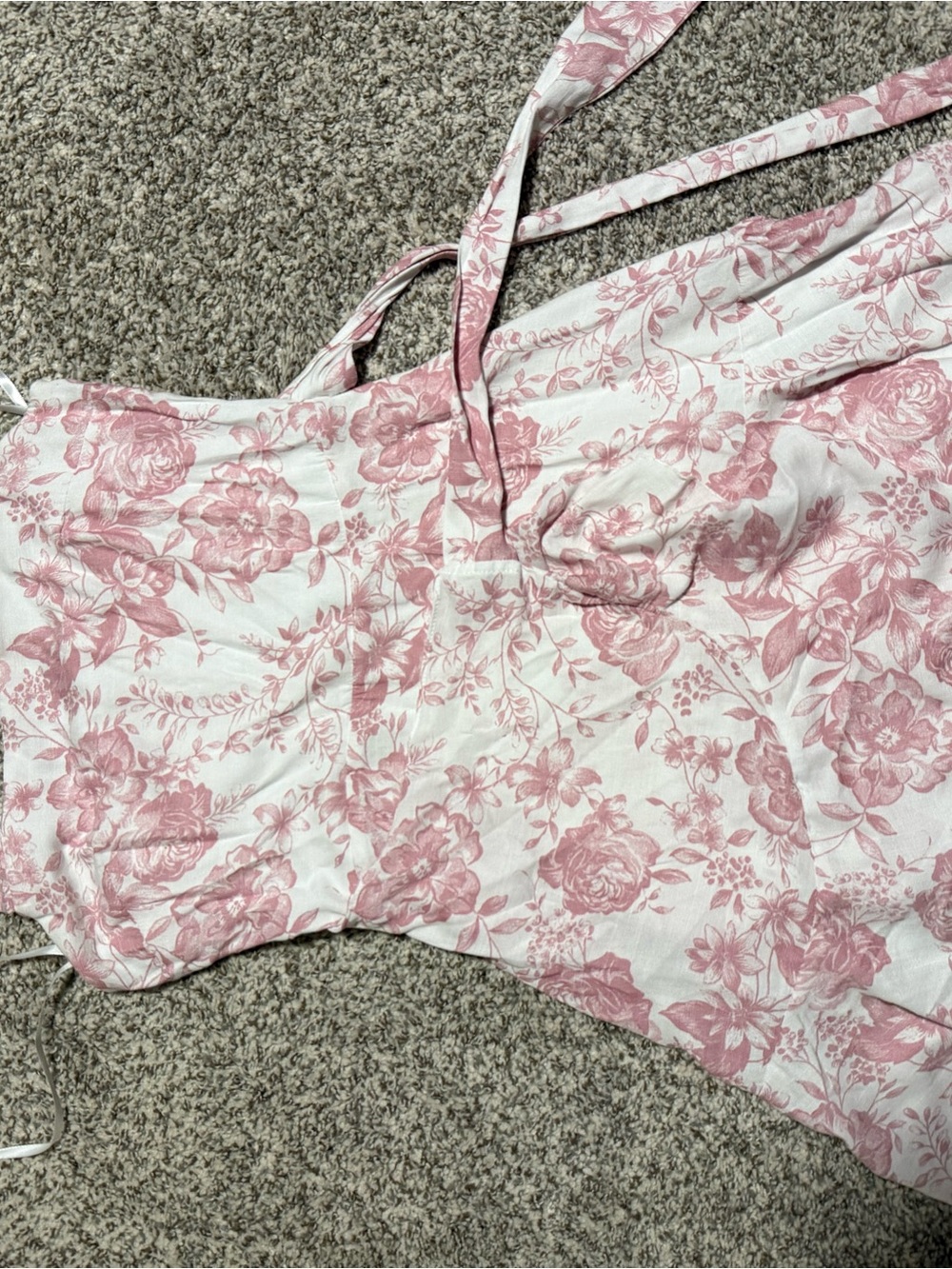 Women's Pink Floral Tie-Strap Dress